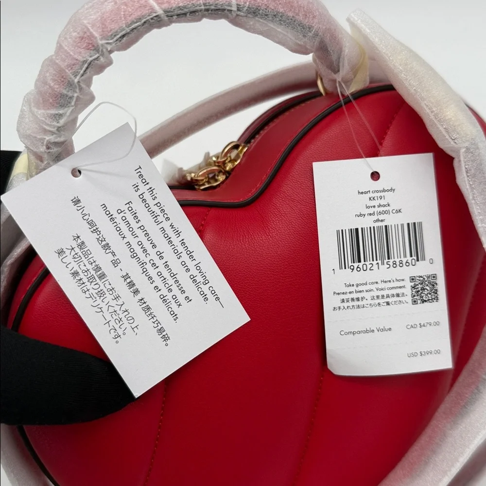 Kate Spade Love Shack Quilted 3D Heart Crossbody Ruby Red